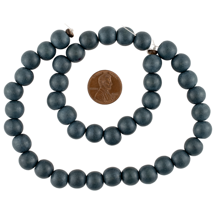 Charcoal Grey Round Natural Wood Beads (10mm)