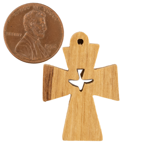 Olive Wood Pendant from Bethlehem (Cross with Dove)