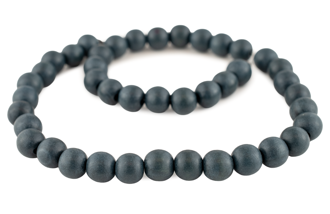 Charcoal Grey Round Natural Wood Beads (10mm)