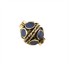 Double-ended Lapis-Inlaid Afghan Tribal Silver Bead (16mm)