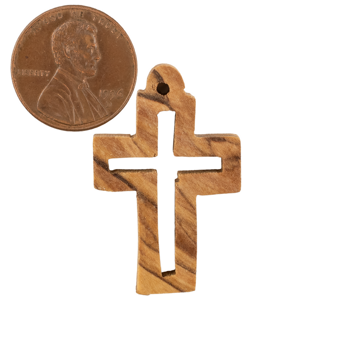 Olive Wood Pendant from Bethlehem (Dark Cutout Cross)