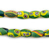 Green & Yellow Antique Oval Venetian Millefiori Beads (Long Strand) #13455