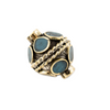 Double-ended Turquoise-Inlaid Afghan Tribal Silver Bead (16mm)