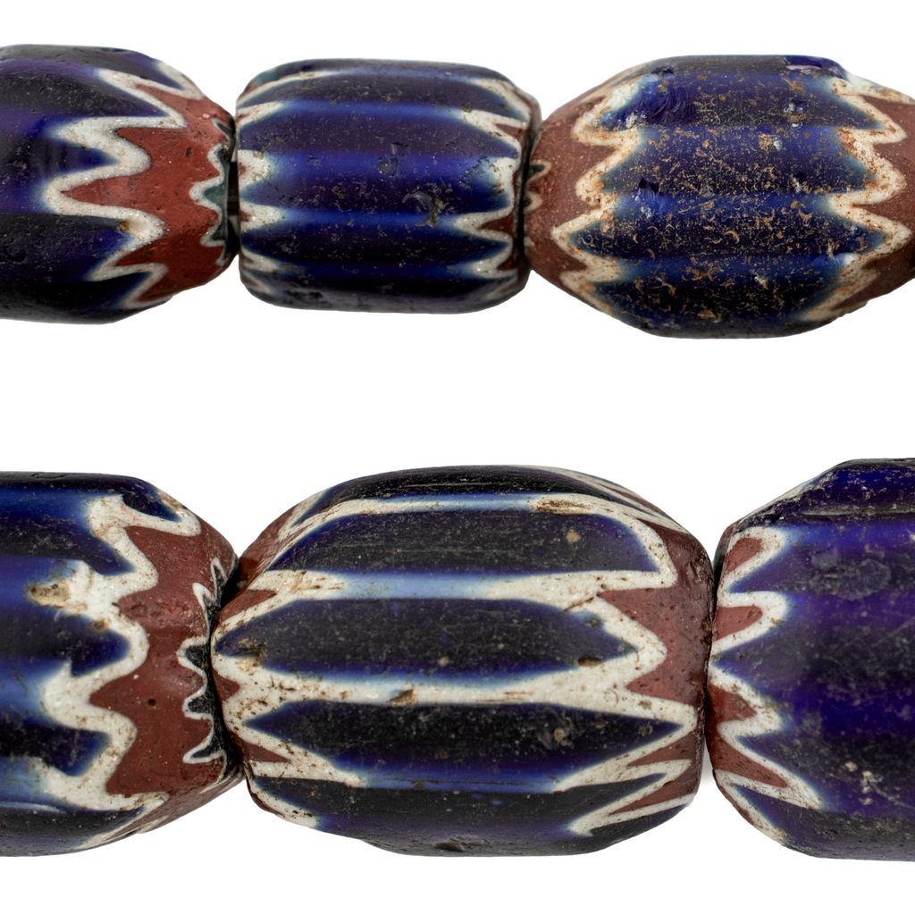 Rare Antique Venetian Seven-Layer Chevron Beads — Collector Strand