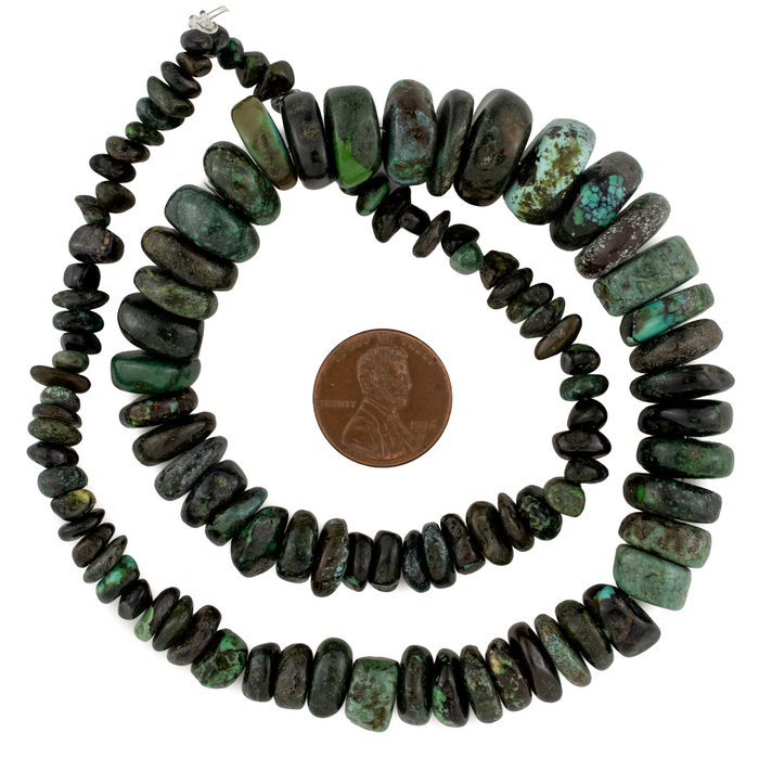 Dark Turquoise Graduated Disk Turquoise Beads