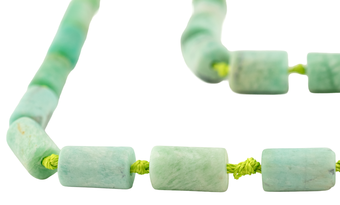 Rustic Cylindrical Afghan Amazonite Beads (15x8mm)