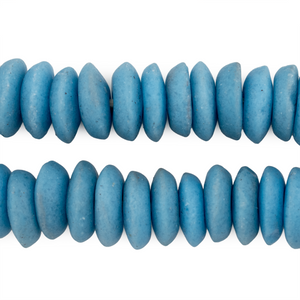 Turquoise Blue Ashanti Glass Saucer Beads (14mm)