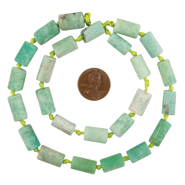 Rustic Cylindrical Afghan Amazonite Beads (15x8mm)