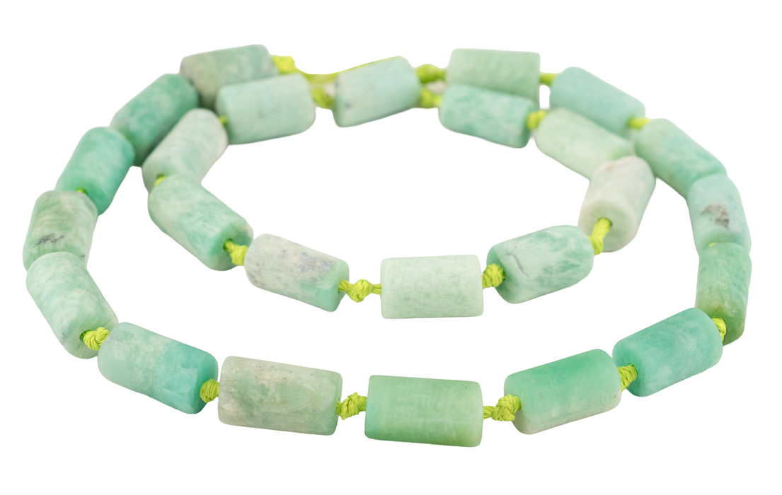 Rustic Cylindrical Afghan Amazonite Beads (15x8mm)