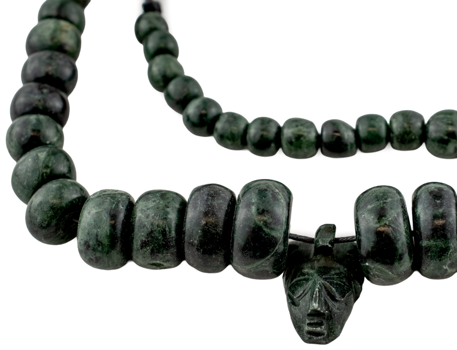 Natural Mayan Nephrite Jade Stone Bead Necklace