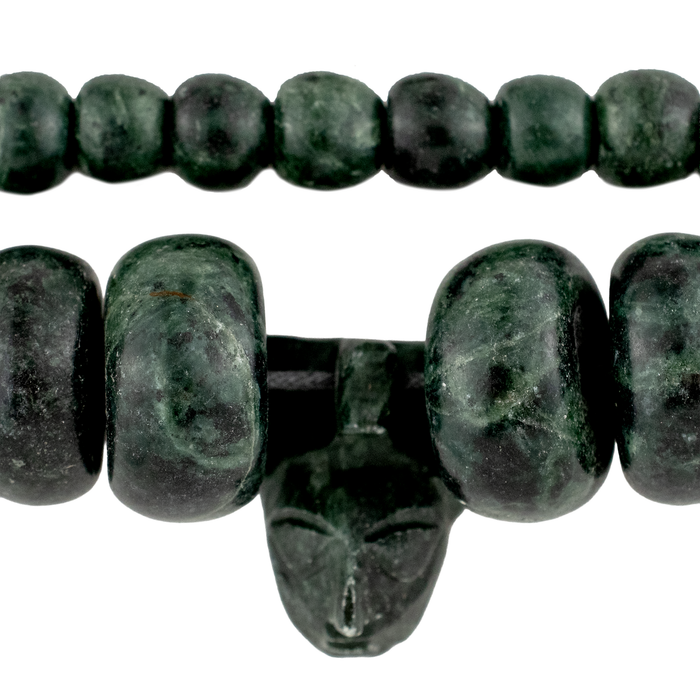 Natural Mayan Nephrite Jade Stone Bead Necklace