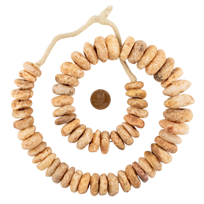 Ancient Chiseled Mali Stone Disk Beads (23mm)
