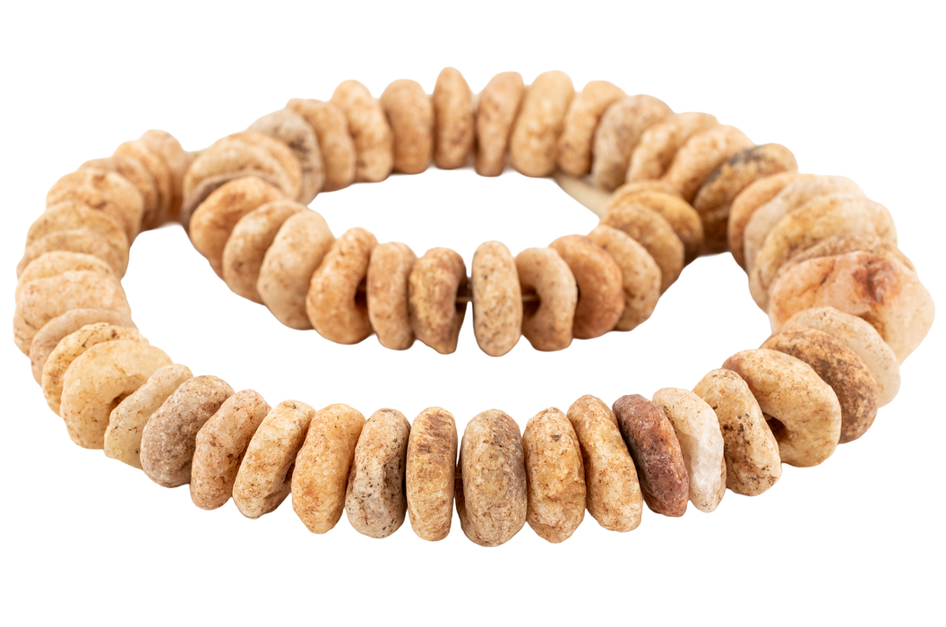 Ancient Chiseled Mali Stone Disk Beads (23mm)