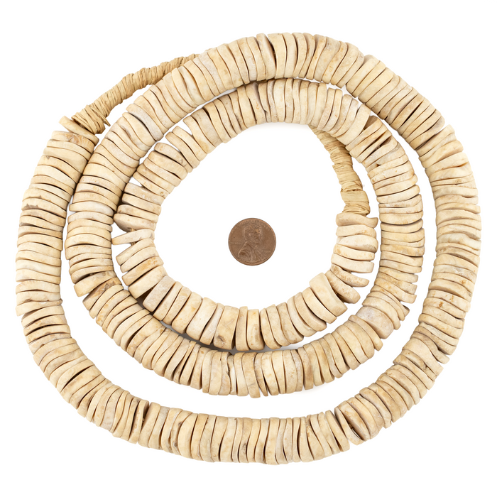 Jumbo Vintage Ocean Shell Heishi Beads (17mm) #17524