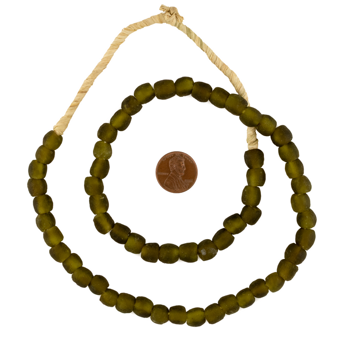 Olive Green Recycled Glass Beads (9mm)