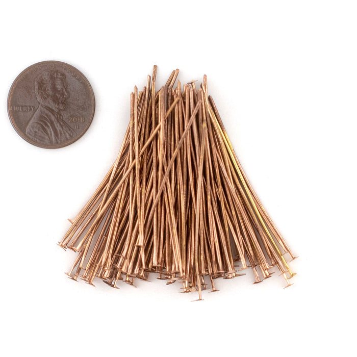 Copper 21 Gauge 1.5 Inch Head Pins (Approx 500 pieces) - The Bead Chest