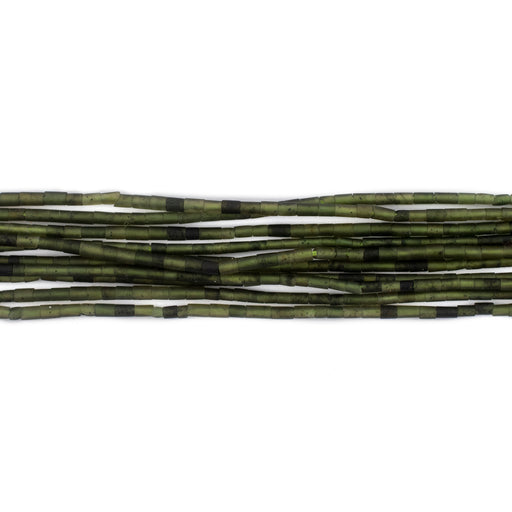 Tiny Dark Green Serpentine Tube Beads (1.5mm) - The Bead Chest