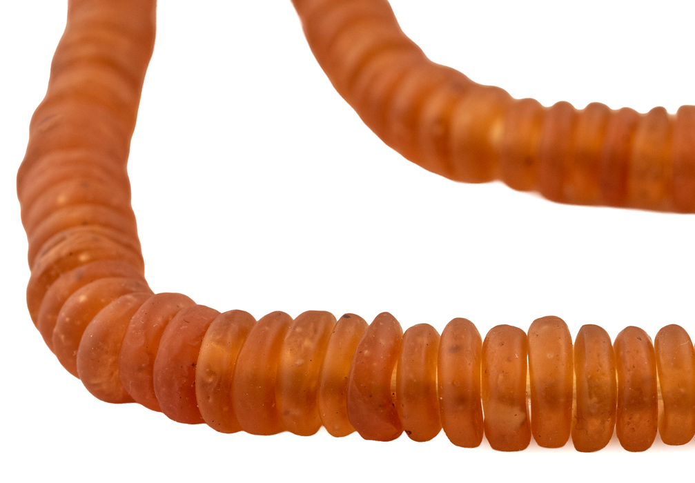 Apricot Rondelle Recycled Glass Beads