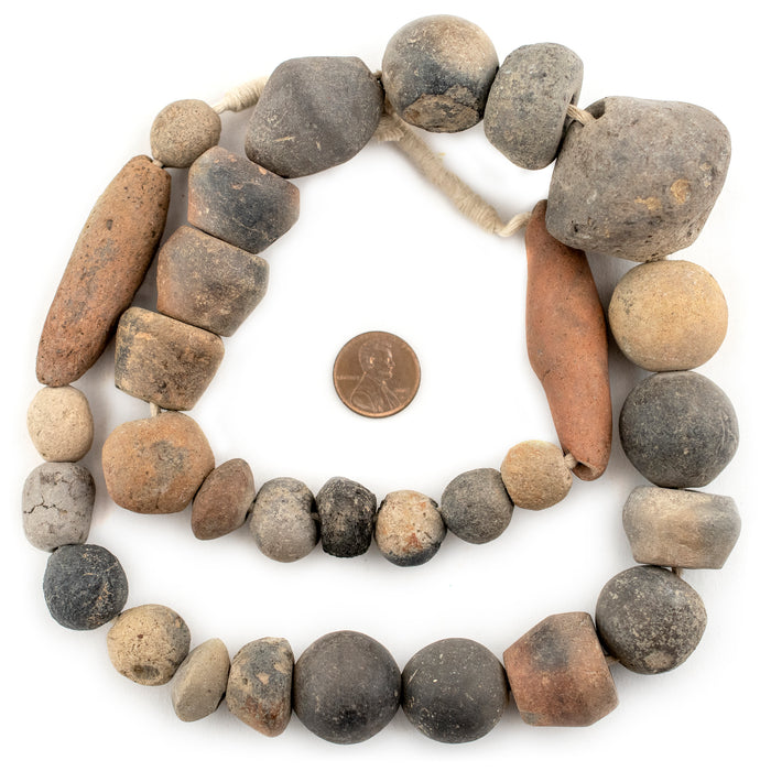Old Mali Clay Spindle Beads #13404 - The Bead Chest