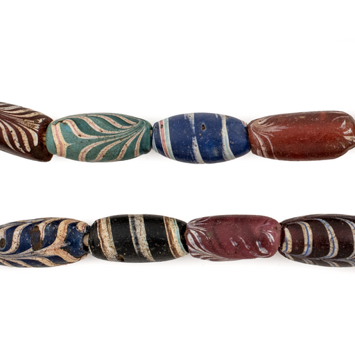 Antique Multicolor Venetian Feather Beads #16399