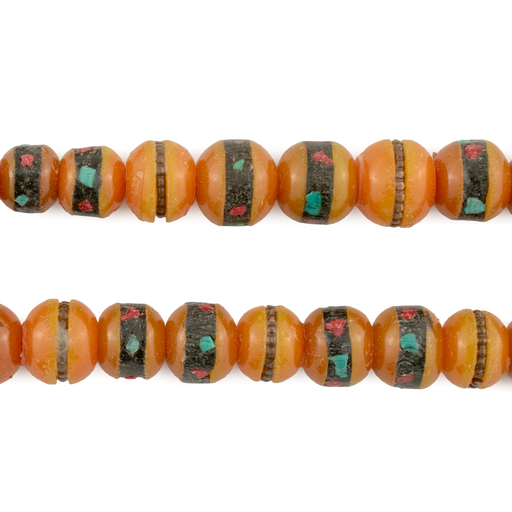 Vintage Inlaid Resin Prayer Beads (10mm)