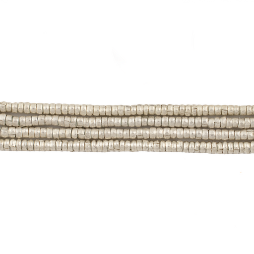 White Metal Heishi Ethiopian Beads (Set of 2)