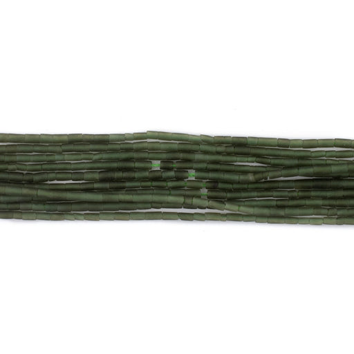 Tiny Green Serpentine Tube Beads (1.5mm) - The Bead Chest