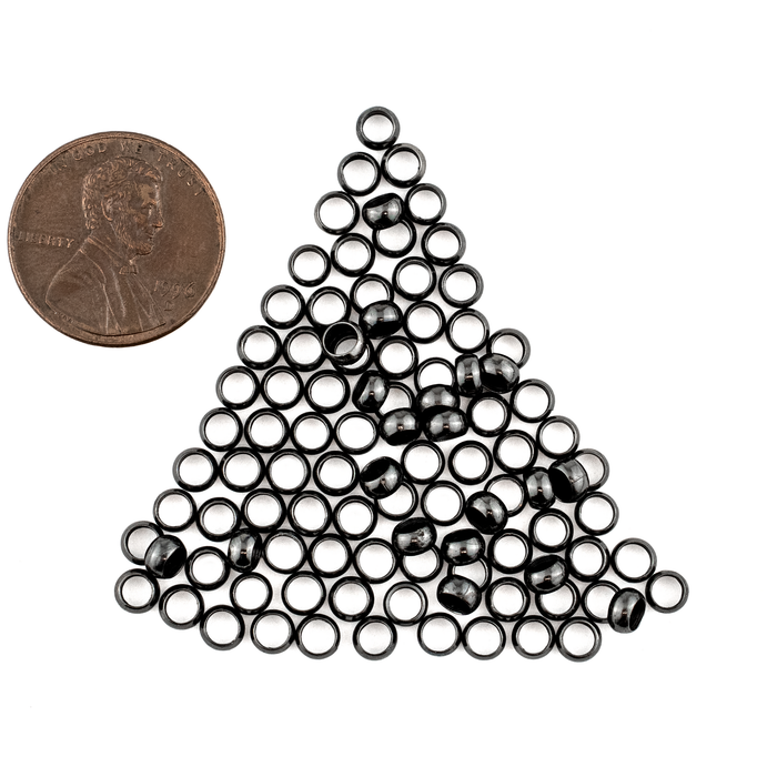 Gunmetal Round Crimp Beads (2x4mm, Set of 100)