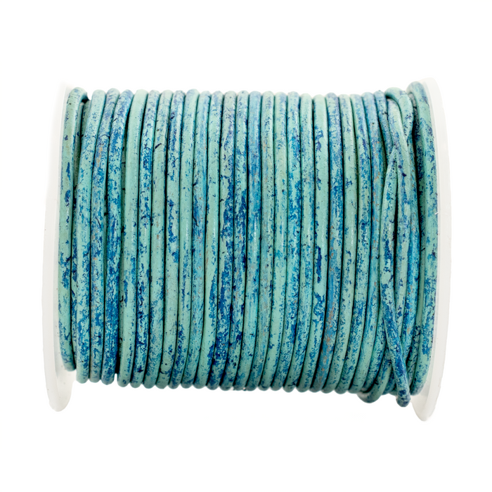 2.0mm Turquoise Speckled Round Leather Cord (75ft)