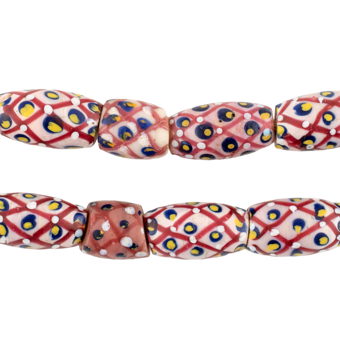 Rare Antique Oval Pink Pineapple Fancy Venetian Trade Beads #17559