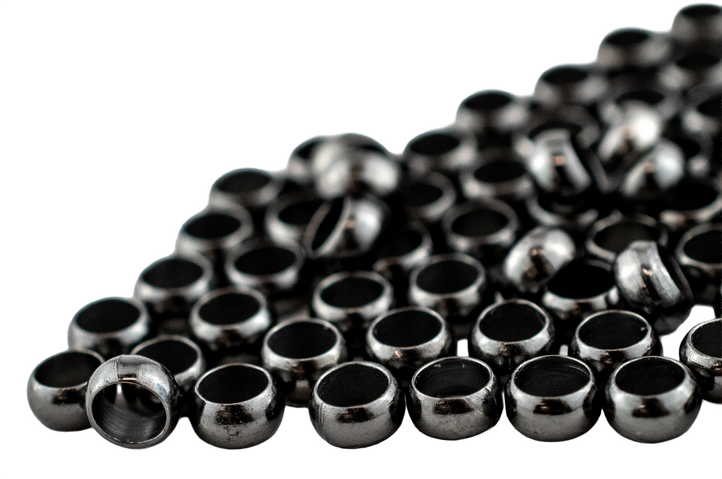 Gunmetal Round Crimp Beads (2x4mm, Set of 100)