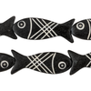 Black Fish-shaped Carved Bone Beads (42x15mm)
