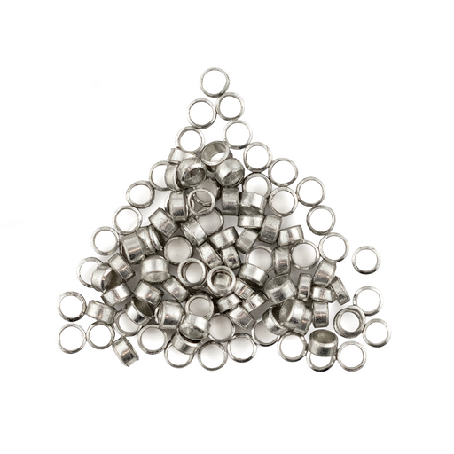 Silver Round Crimp Beads (1.5x2.5mm, Set of 100)