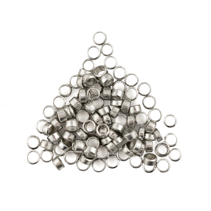 Silver Round Crimp Beads (1.5x2.5mm, Set of 100)