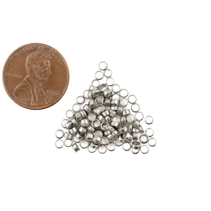 Silver Round Crimp Beads (1.5x2.5mm, Set of 100)