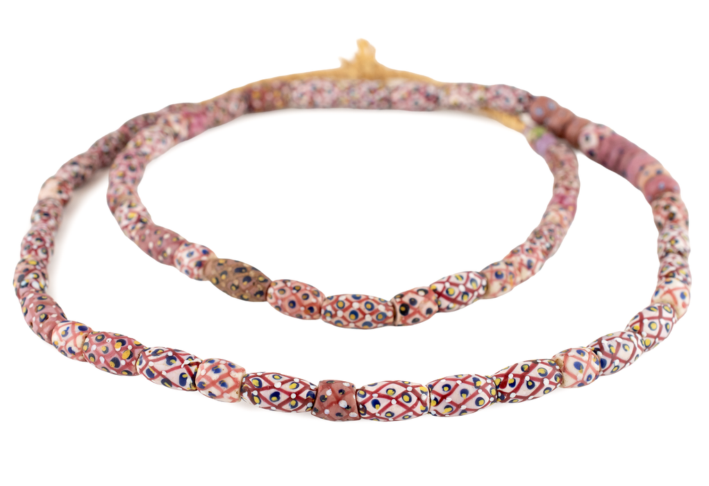 Rare Antique Oval Pink Pineapple Fancy Venetian Trade Beads #17559