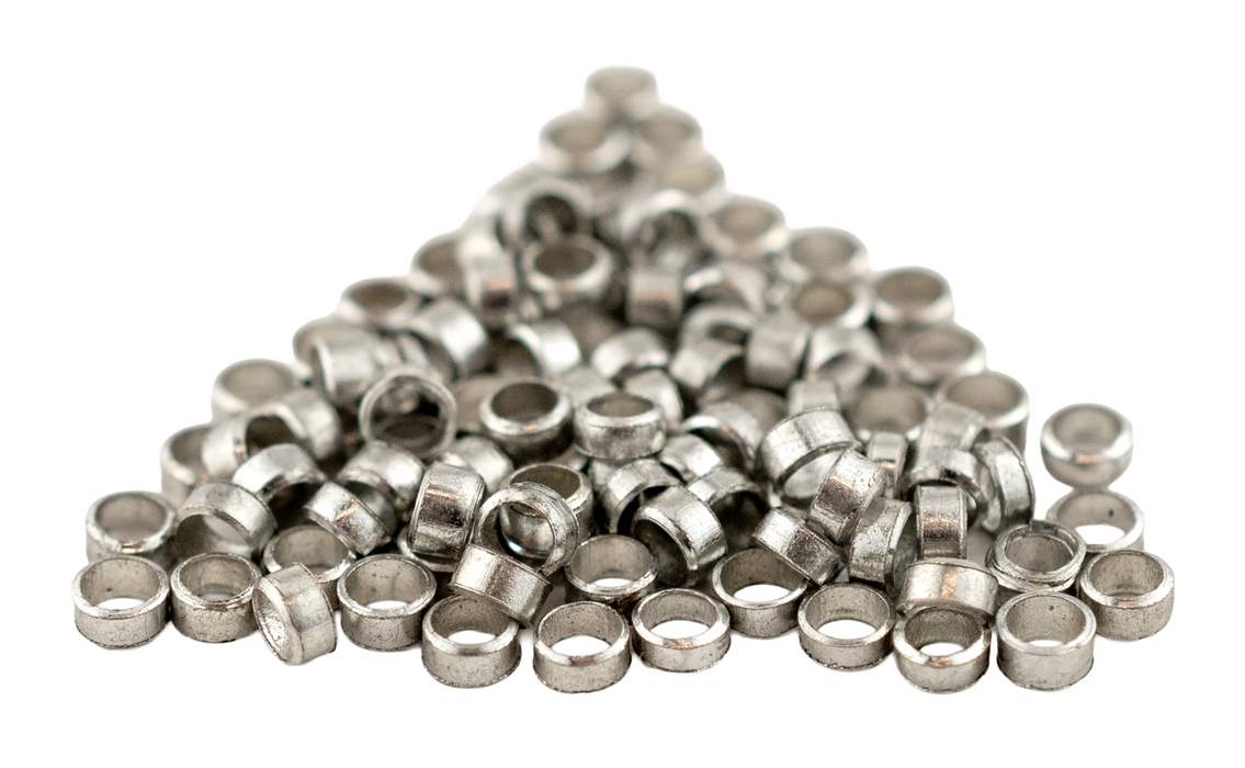 Silver Round Crimp Beads (1.5x2.5mm, Set of 100)