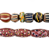 Assorted Antique Pink Pineapple Millefiori and Venetian Chevron Trade Beads #17555