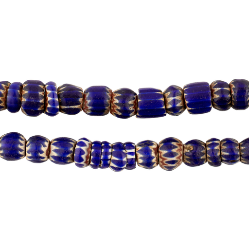 Antique Blue Venetian Chevron Beads (Long Strand) #17547