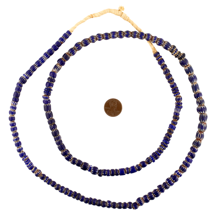 Antique Blue Venetian Chevron Beads (Long Strand) #17547