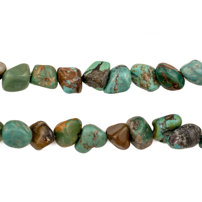 Genuine Turquoise Beads - 6-10mm Smooth & Rough Rondelle Nugget Mix - 15" Strand