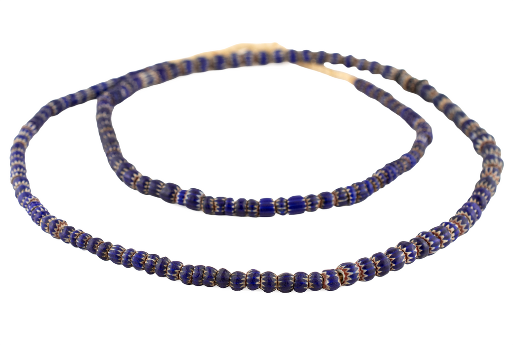 Antique Blue Venetian Chevron Beads (Long Strand) #17547