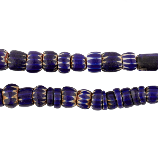 Antique Blue Venetian Chevron Beads (Long Strand) #17548