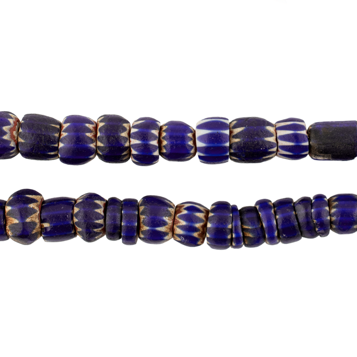 Antique Blue Venetian Chevron Beads (Long Strand) #17548