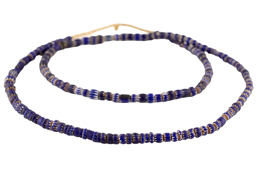 Antique Blue Venetian Chevron Beads (Long Strand) #17548