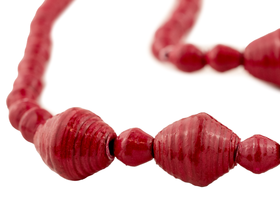 Blush Red Recycled Paper Beads from Uganda