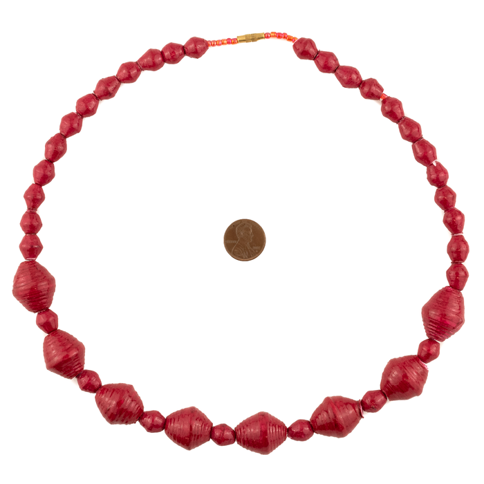 Blush Red Recycled Paper Beads from Uganda