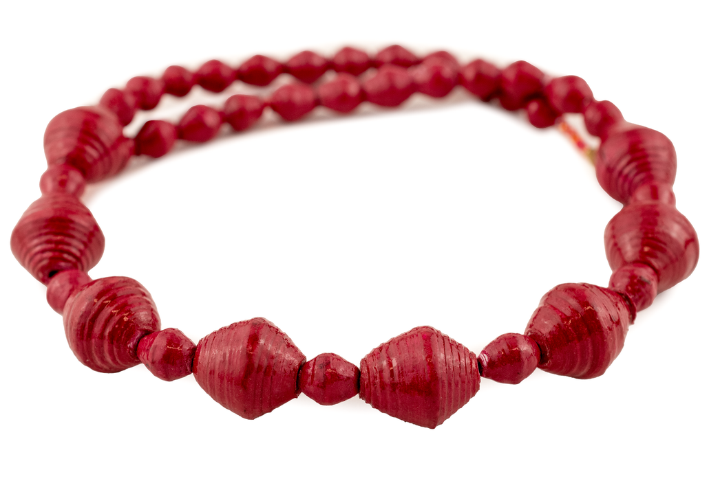 Blush Red Recycled Paper Beads from Uganda
