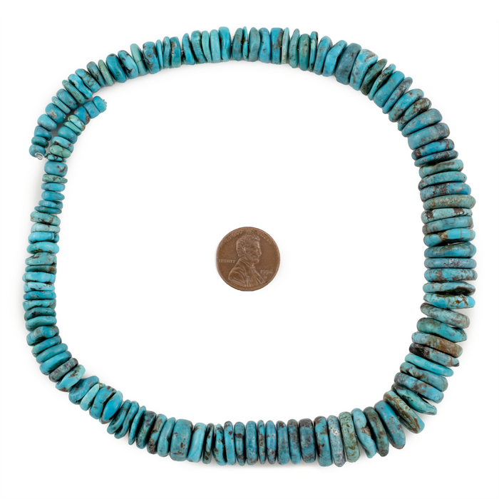 Graduated Disk Blue Graduated Disk Turquoise Beads (7-16mm) — The Bead Chest