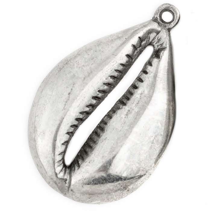 Antiqued Silver Cowrie Shell Pendant (7x66mm)